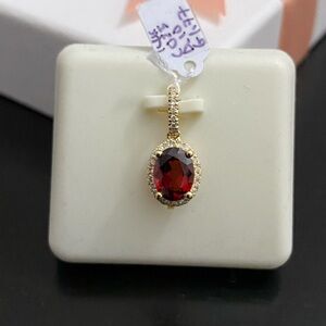14K Yellow Gold Natural Genuine Diamond and Garnet Pendant